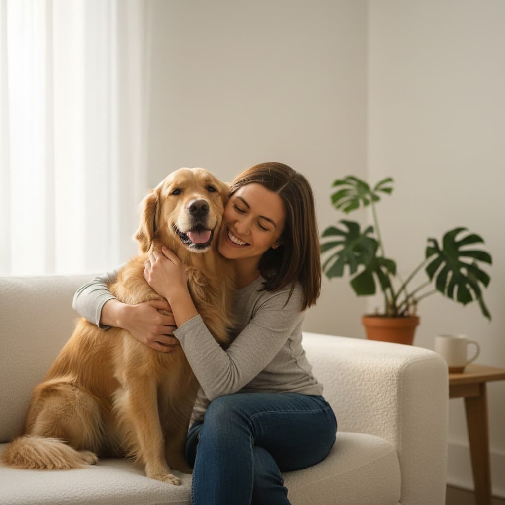 Happy pet and owner sharing a moment